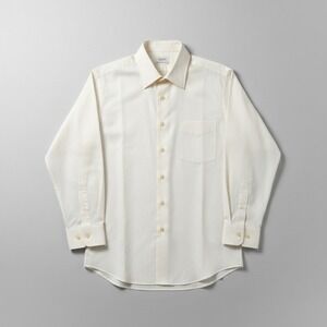 Manhattan Mansmooth Vintage  Cream No-Iron Cotton Button Down, Men's L/S Shirt
